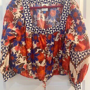FARM Rio for Anthropologie Blouse - Size L - Blue and Red